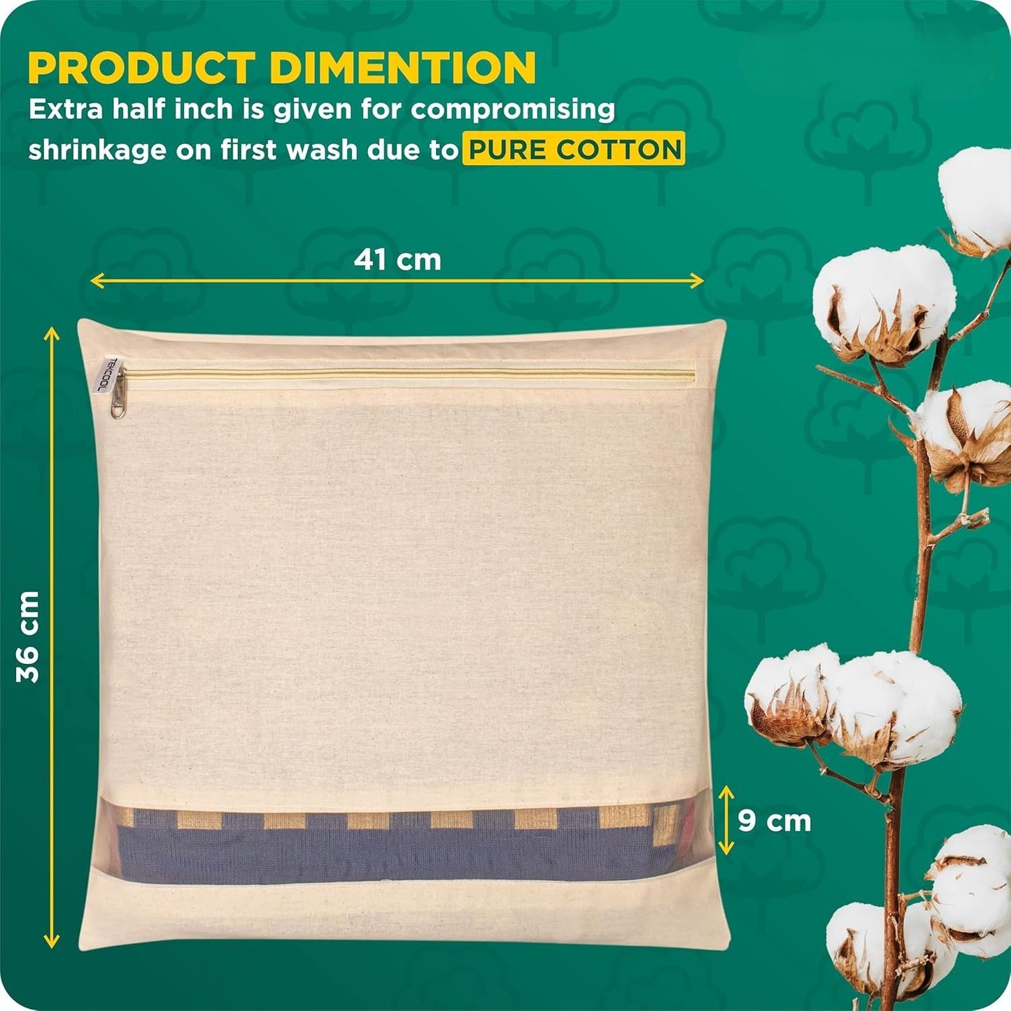 Premium Cotton Saree Covers with Zip (16 x 14 Inches)