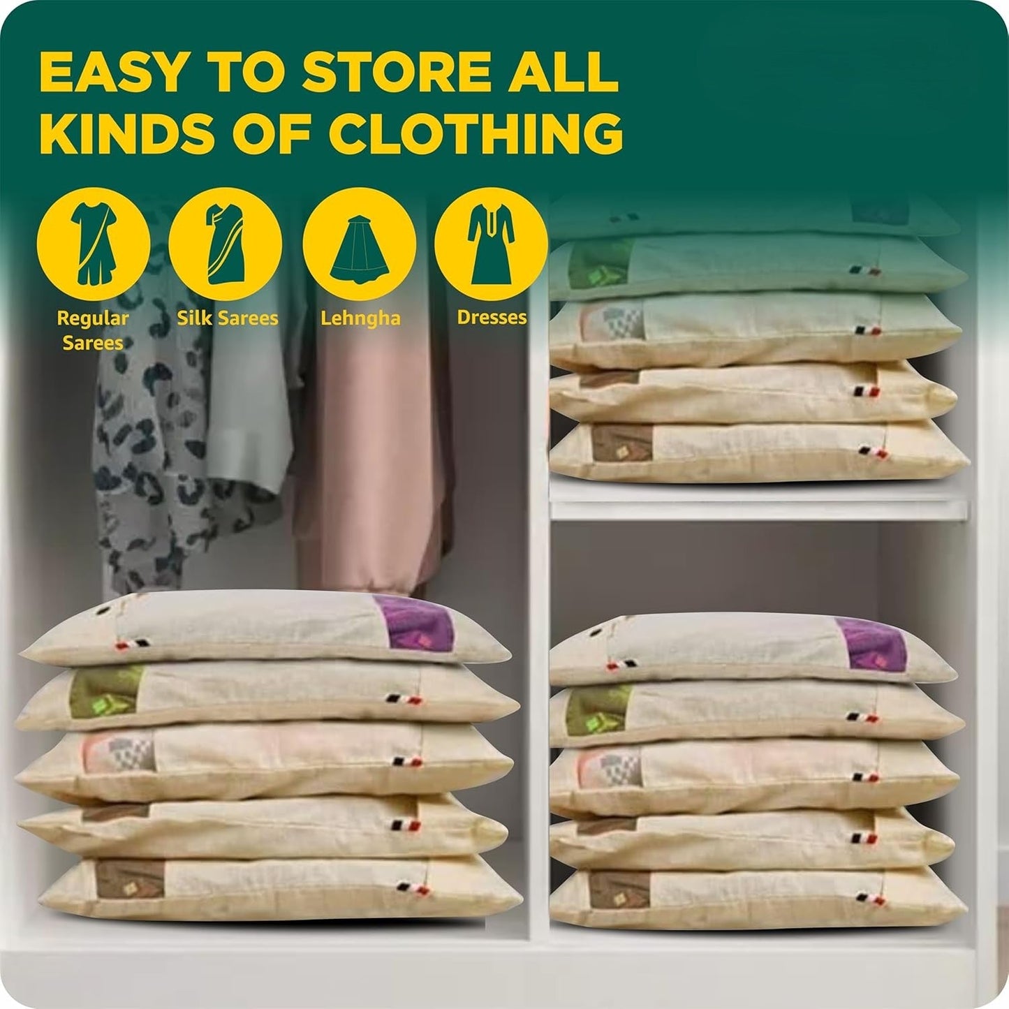 Premium Cotton Saree Covers with Zip (16 x 14 Inches)