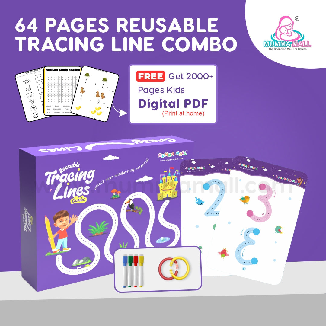 Reusable Tracing Book With 64 Pages + FREE Learning 2000+ pages PDF worksheet for kids📚