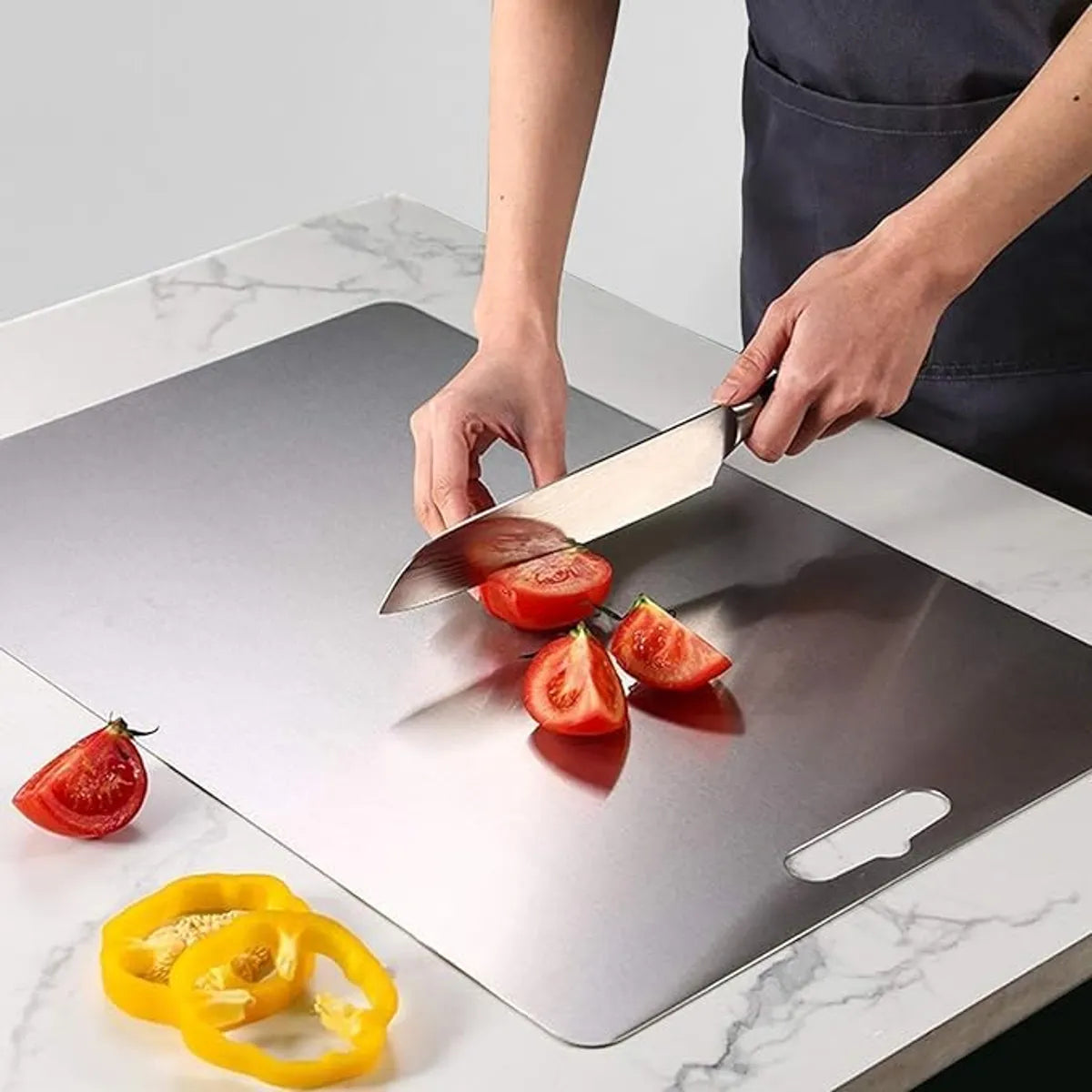 Stainless Steel Cutting Board For Kitchen - Heavy-Duty Chopping Board, Big Size Pad (36 Cm X 25 Cm)