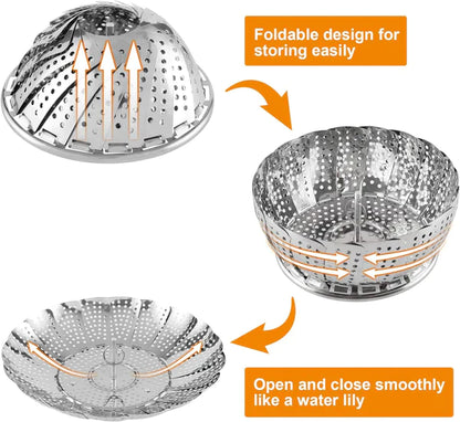 Stainless Steel Folding Premium Steamer Basket