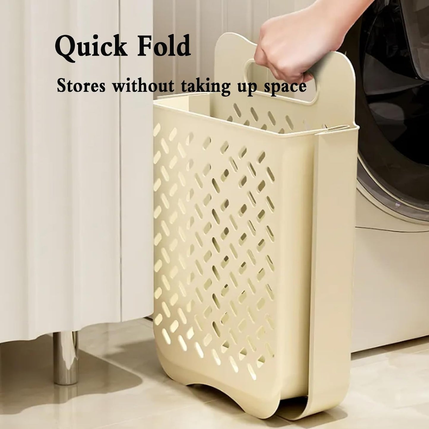 High Quality Foldable Laundry Basket | With 2 Self Adhesive Hooks For Hanging