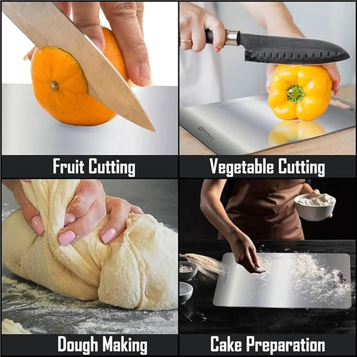 Stainless Steel Cutting Board For Kitchen - Heavy-Duty Chopping Board, Big Size Pad (36 Cm X 25 Cm)