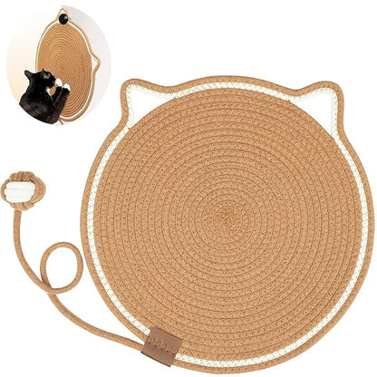 Cotton Thread Cat Mat, Woven Cat Scratch Pad with Catnip Ball Comfortable Cotton Mat Cat Claw Sharpening Pad for Cats Kittens