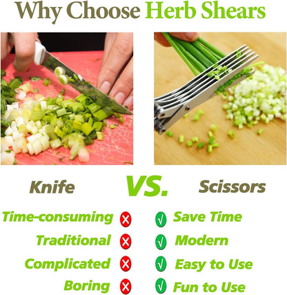 5-Blade Herb Vegetable Cutter With Cleaning Brush