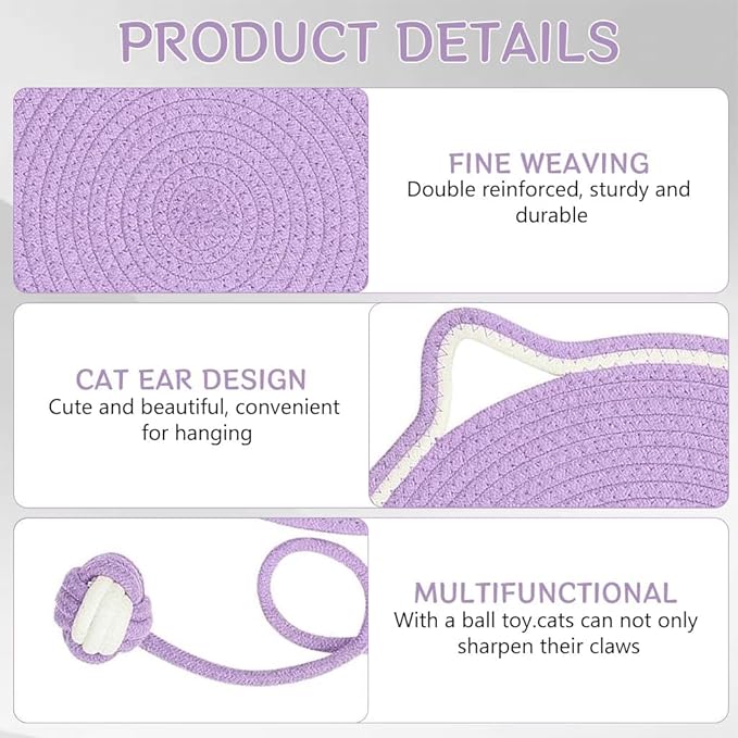 Cotton Thread Cat Mat, Woven Cat Scratch Pad with Catnip Ball Comfortable Cotton Mat Cat Claw Sharpening Pad for Cats Kittens