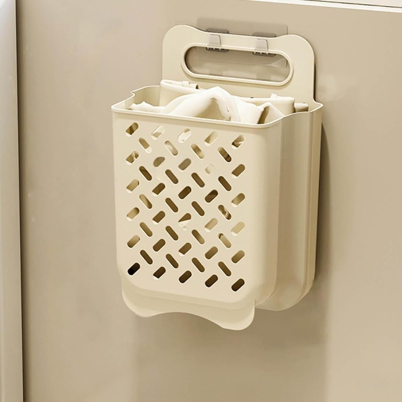 High Quality Foldable Laundry Basket | With 2 Self Adhesive Hooks For Hanging