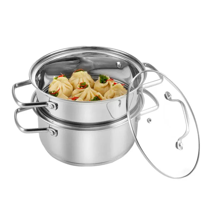 2-Tier Stainless Steel Steamer Big Size (306 Food Grade Steel)