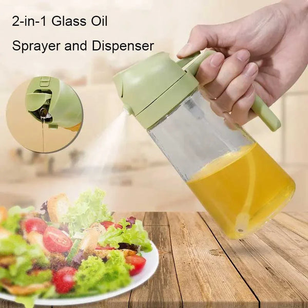 2 in 1 Glass Oil Dispenser Spray Bottle