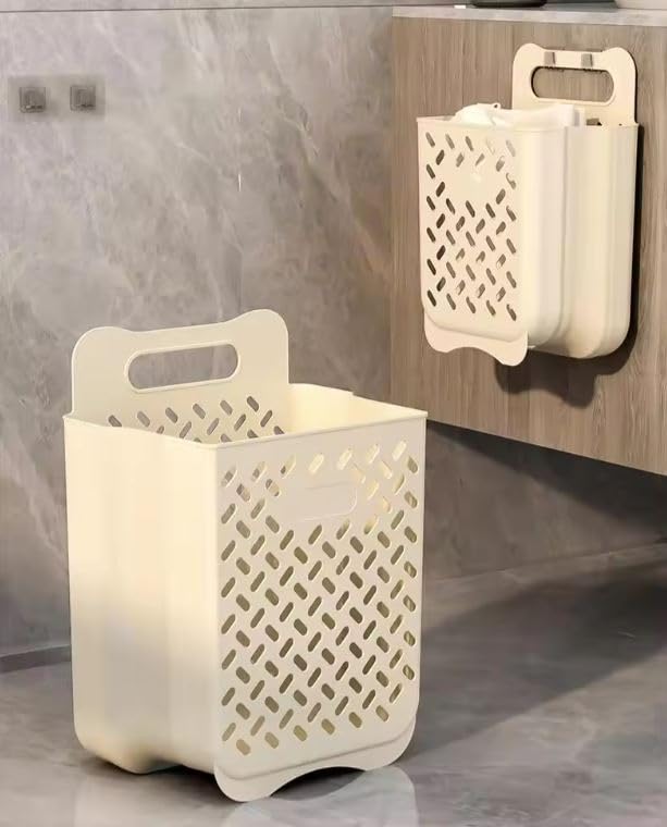 High Quality Foldable Laundry Basket | With 2 Self Adhesive Hooks For Hanging