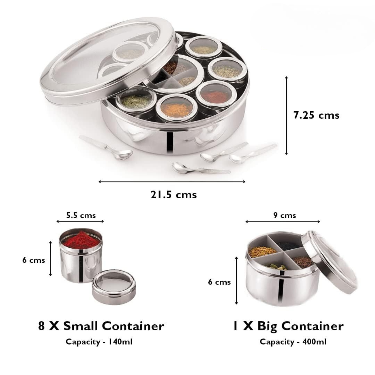 Premium 302 Stainless Steel Masala Dabba Set - 12 in 1 | High Quality and Huge Demand